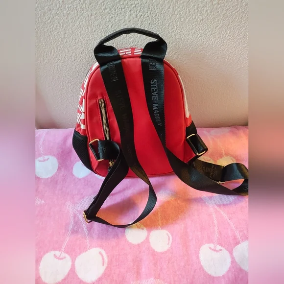 STEVE MADDEN WOMEN'S SCHOOL WORK Red MINI FORCE BACKPACK very clean - Picture 2 of 3